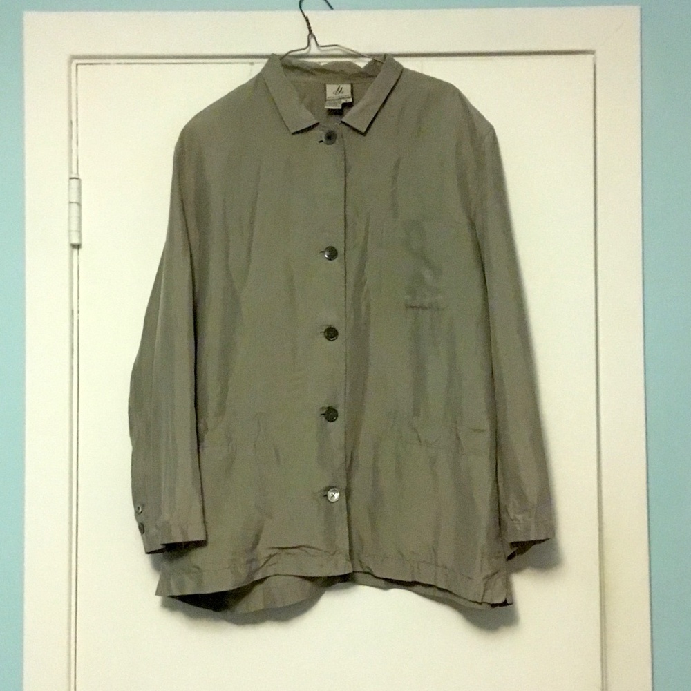 Vintage JJ Farmer 100% Lightweight Silk Jacket n Sand, XL